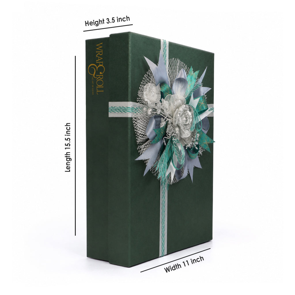 Luxury Green & Silver Ribbon Gift Box