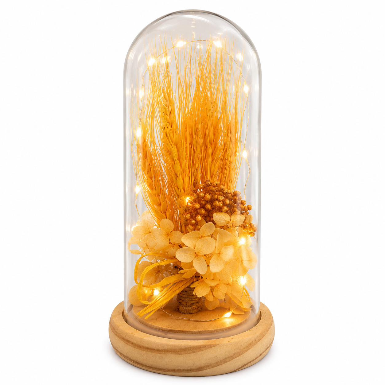 LED Rose Glass Dome with Fairy Lights
