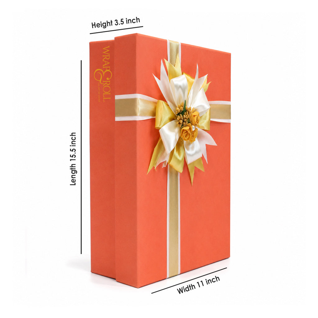 Luxury Orange & Gold Ribbon Customized Gift Box