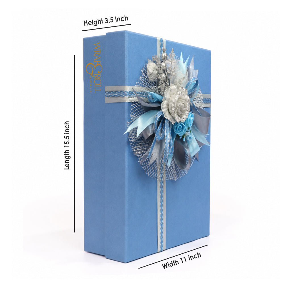 Luxury Blue & Silver Floral Customized Gift Box