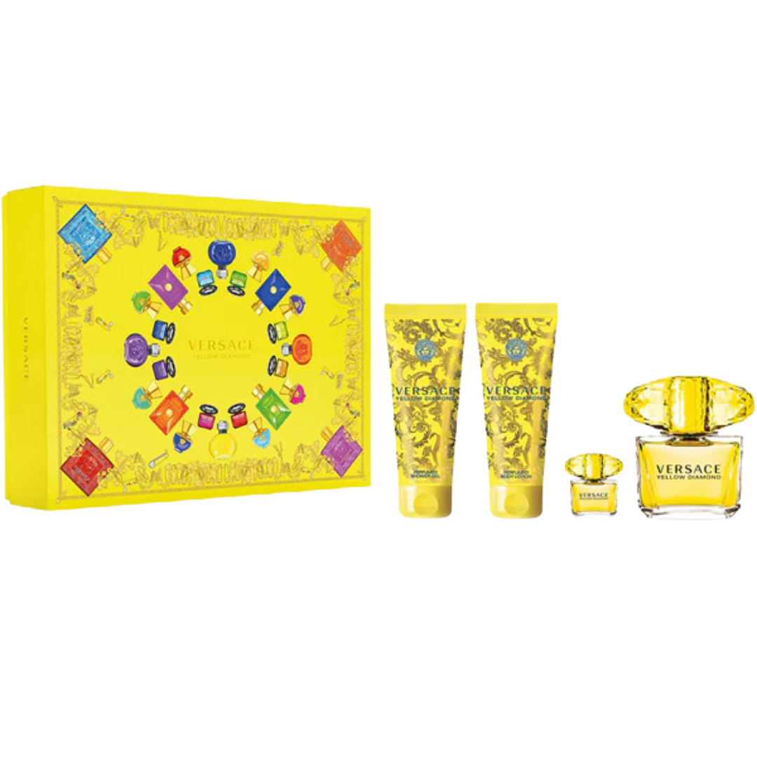 "Versace Yellow Diamond EDT 90ml + EDT 5ml +Bl 100ml + Bsg 100ml Set"