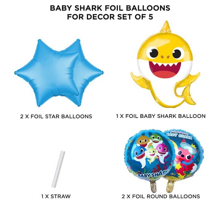 Baby Shark Theme Set Foil Balloons