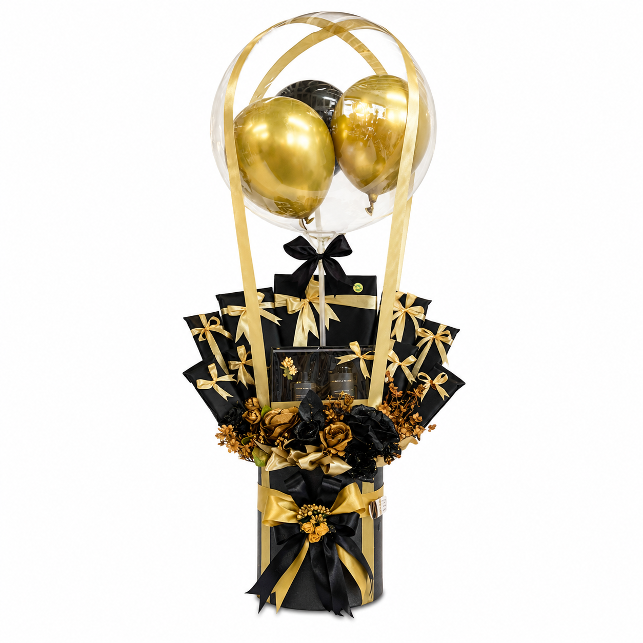 Luxury Black & Gold Balloon Gift Hamper