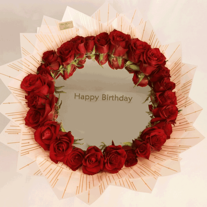 Happy Birthday Mirror Rose Bouquet | Luxury Flower Gift
