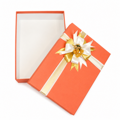 Luxury Orange & Gold Ribbon Customized Gift Box
