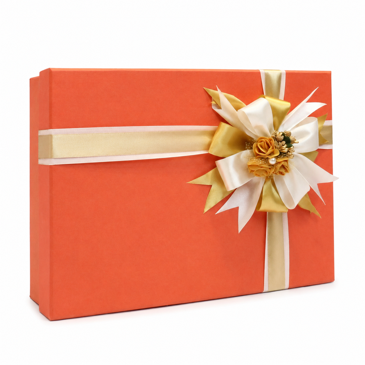 Luxury Orange & Gold Ribbon Customized Gift Box