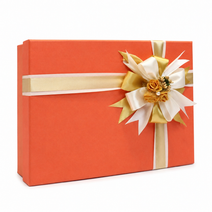 Luxury Orange & Gold Ribbon Customized Gift Box
