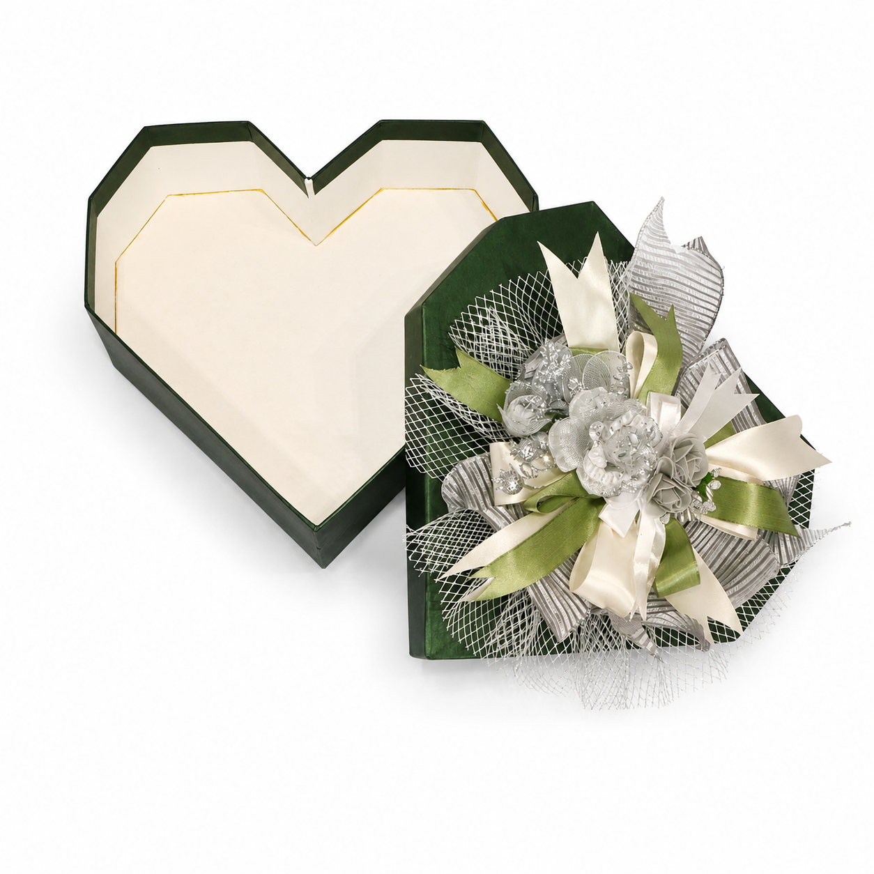 Customized Green Heart Shape Gift Box