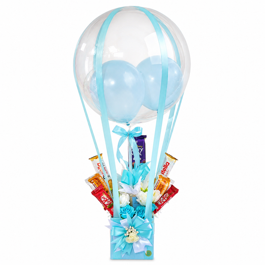 Luxury Blue Hot Air Balloon Chocolate Gift Hamper