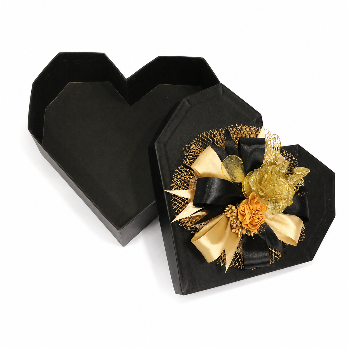 Customized Black Heart Shape Gift Box
