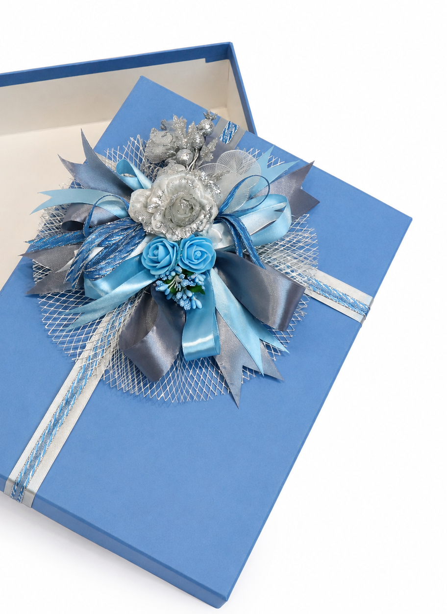 Luxury Blue & Silver Floral Customized Gift Box