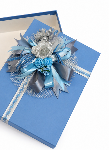 Luxury Blue & Silver Floral Customized Gift Box