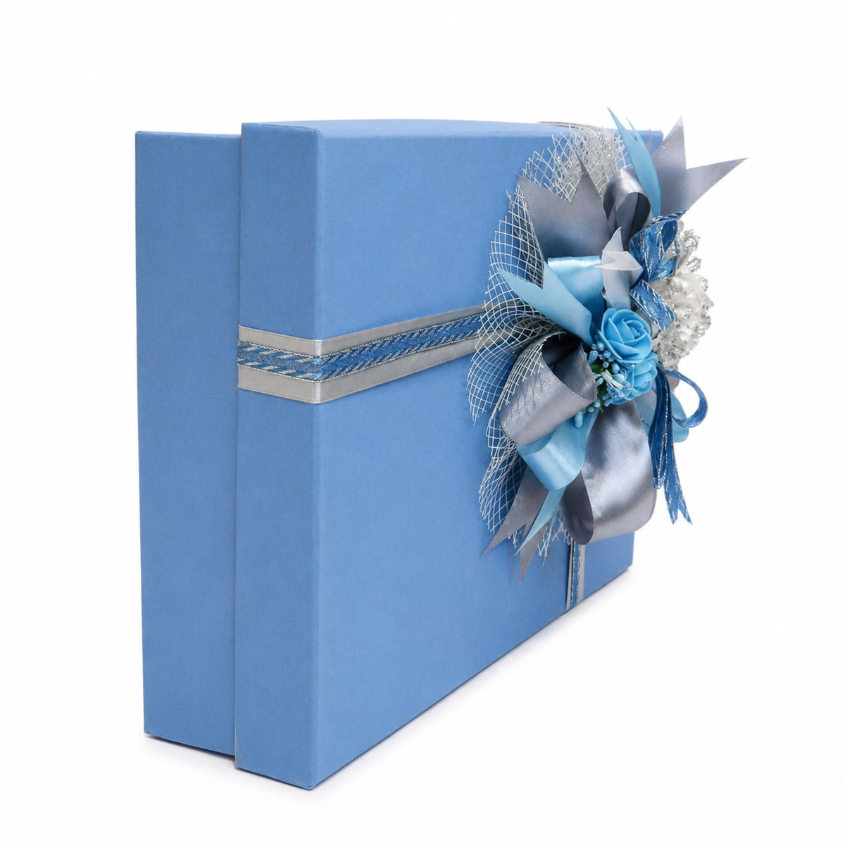 Luxury Blue & Silver Floral Customized Gift Box