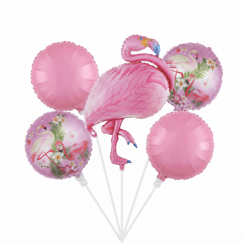 Pink Flamingo Cartoon Foil Balloon Set - Flamingo Theme Birthday Party and Celebrations