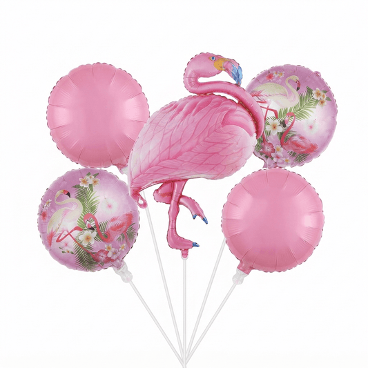 Pink Flamingo Cartoon Foil Balloon Set - Flamingo Theme Birthday Party and Celebrations
