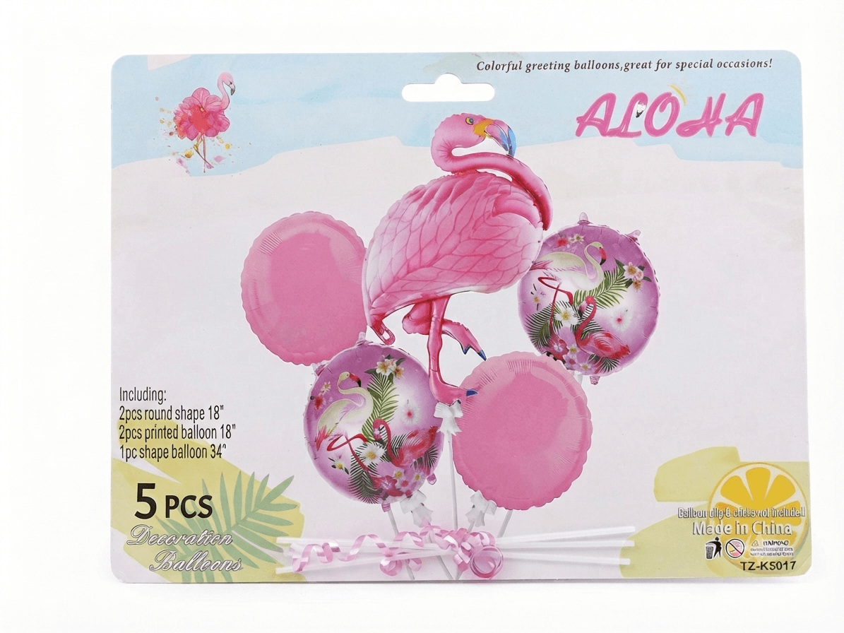 Pink Flamingo Cartoon Foil Balloon Set - Flamingo Theme Birthday Party and Celebrations