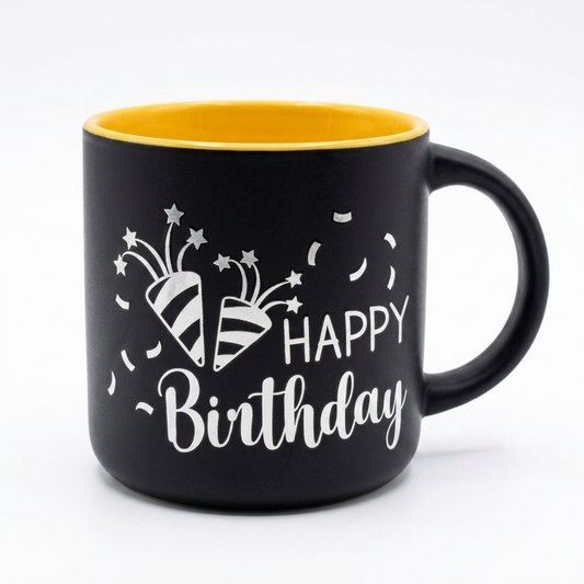 Black Happy Birthday Mug