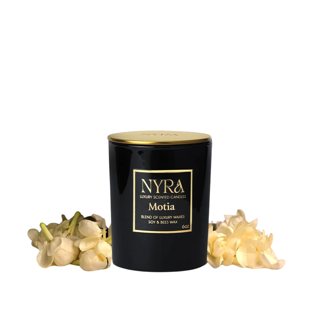 Nyra Candles -Motia Black Jar with Golden Lid 200ml