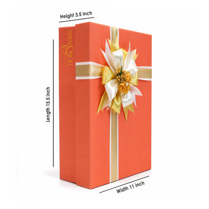 Luxury Orange & Gold Ribbon Customized Gift Box