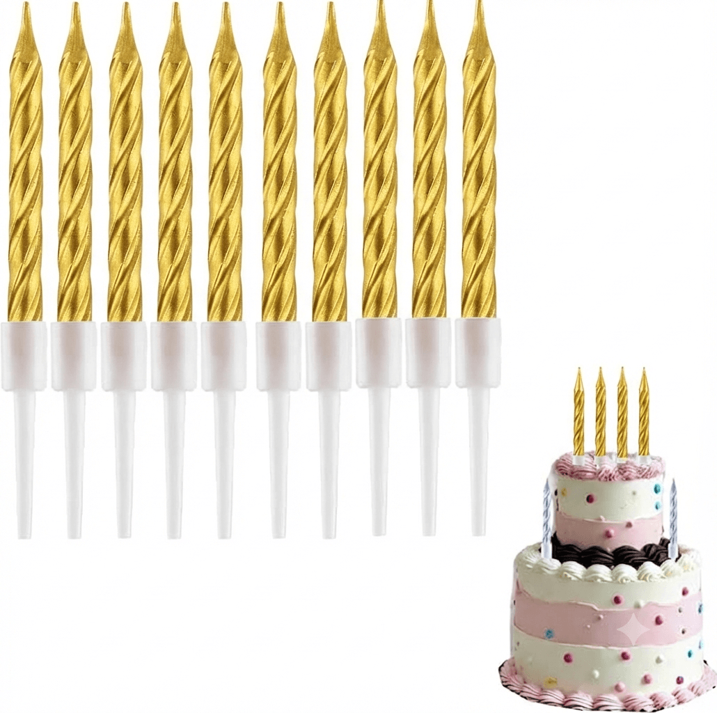 Topper Golden Cake Birthday Candles, Spiral Cake Candles