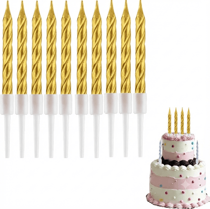 Topper Golden Cake Birthday Candles, Spiral Cake Candles