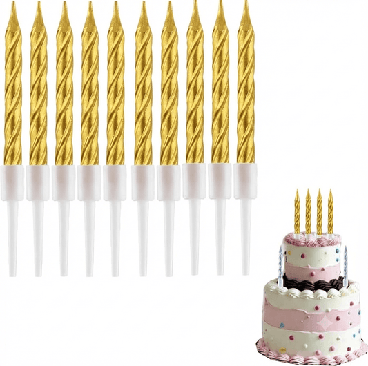 Topper Golden Cake Birthday Candles, Spiral Cake Candles