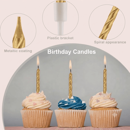 Topper Golden Cake Birthday Candles, Spiral Cake Candles