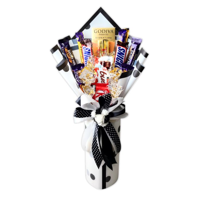 Classy White Indulgence Chocolate Bouquet