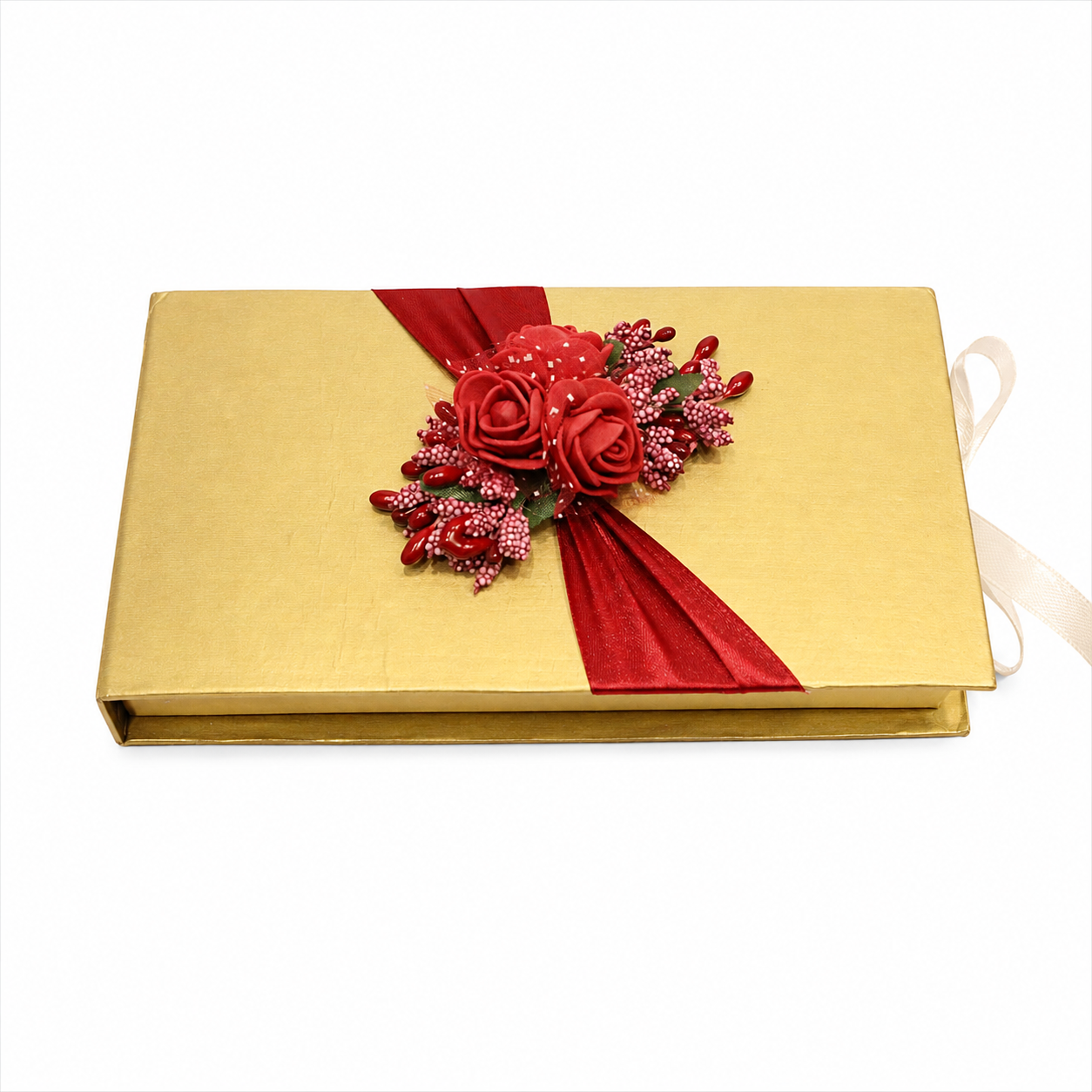 Luxury Gold Money Folder with Red Floral Design