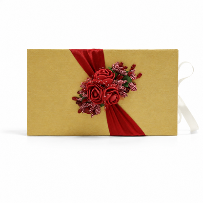 Luxury Gold Money Folder with Red Floral Design