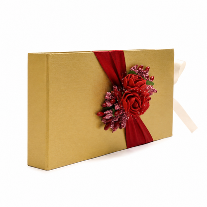 Luxury Gold Money Folder with Red Floral Design