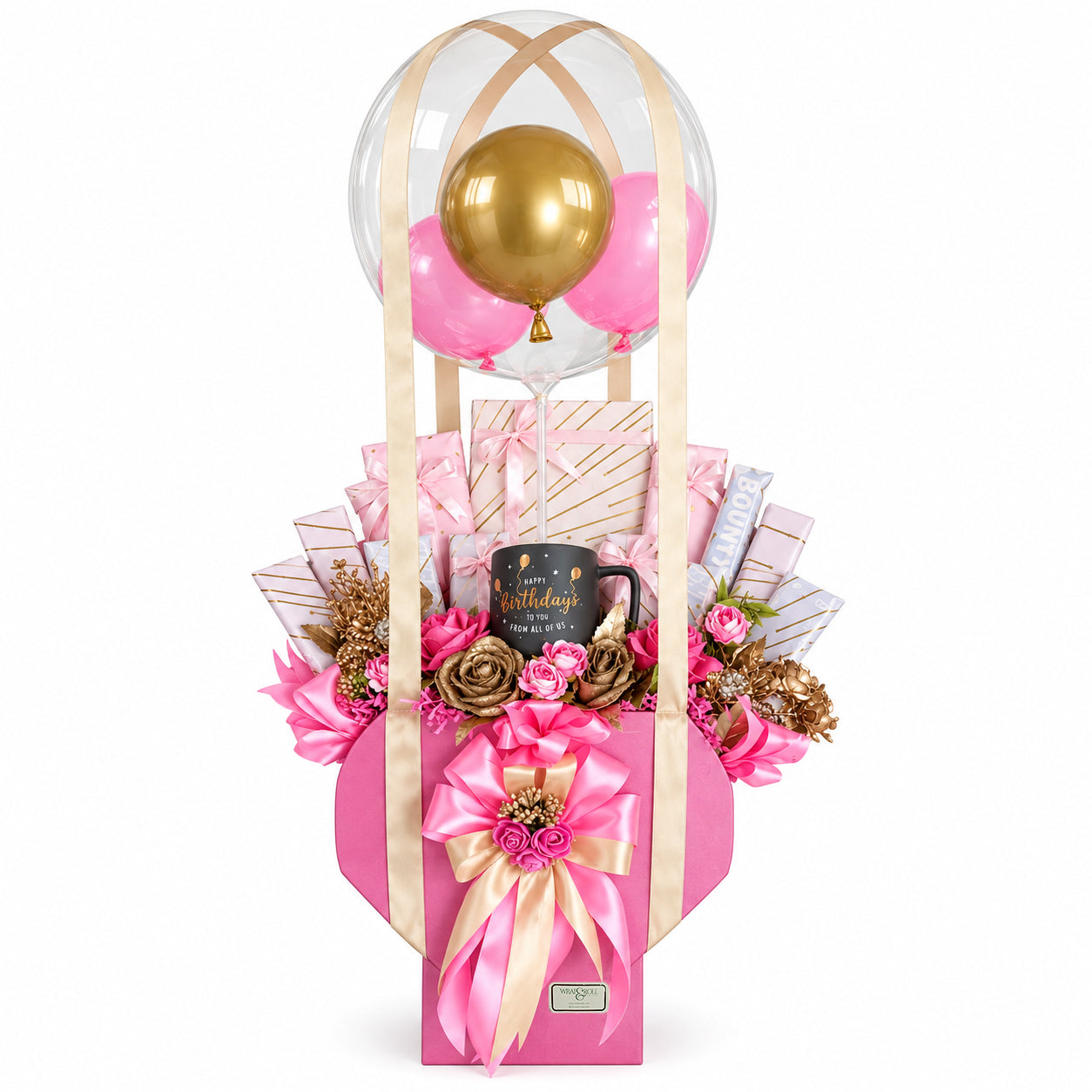 Luxury Pink Chocolate Gift Hamper with Balloon